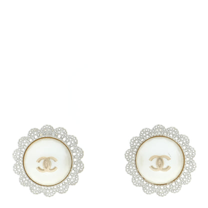 Chanel Pearl CC Round Earrings Light Gold 1 of 5