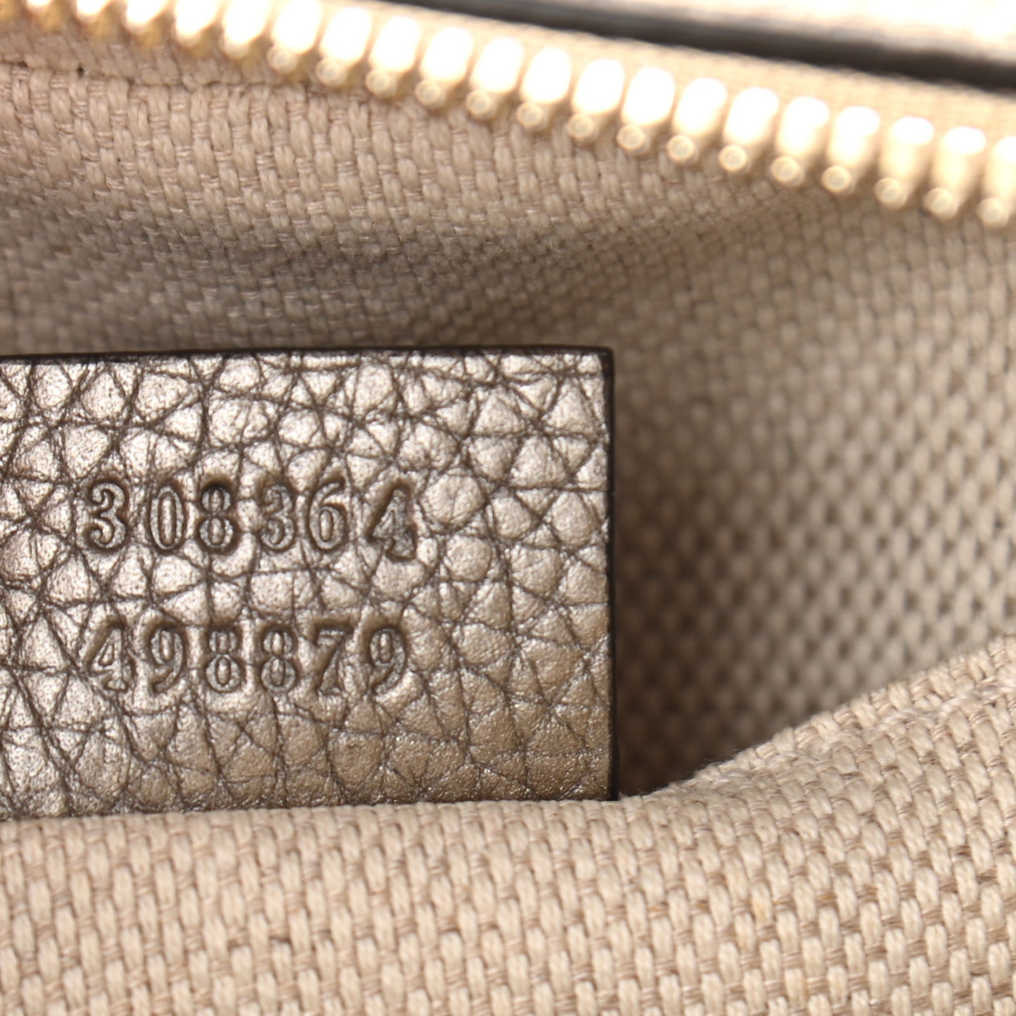 Metallic Pebbled Calfskin Small Soho Disco Bag Golden Beige