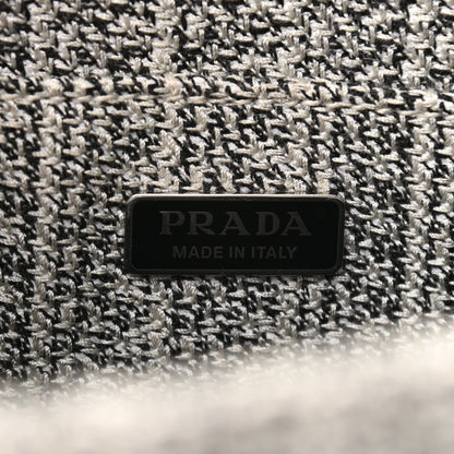 Prada Jacquard Logo Embroidered Small Tote Black Talco 6 of 9