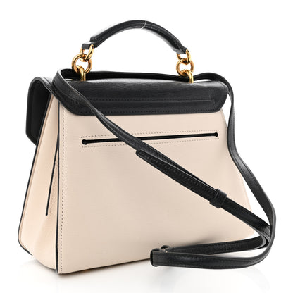 Salvatore Ferragamo Calfskin Small Margot Top Handle Satchel Bone Black 3 of 10
