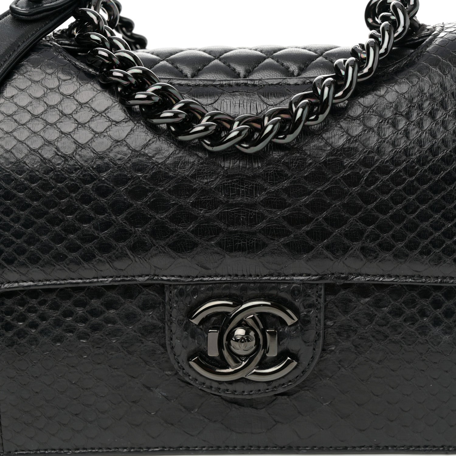 Chanel Snakeskin Medium Perfect Edge Flap Black 7 of 10