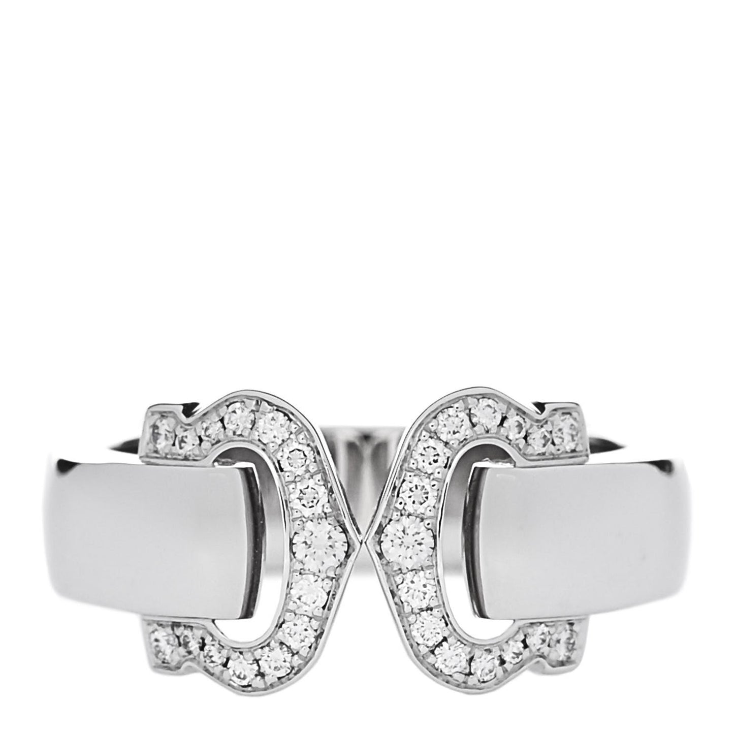 18K White Gold Diamond C De Cartier Ring 53 6.5