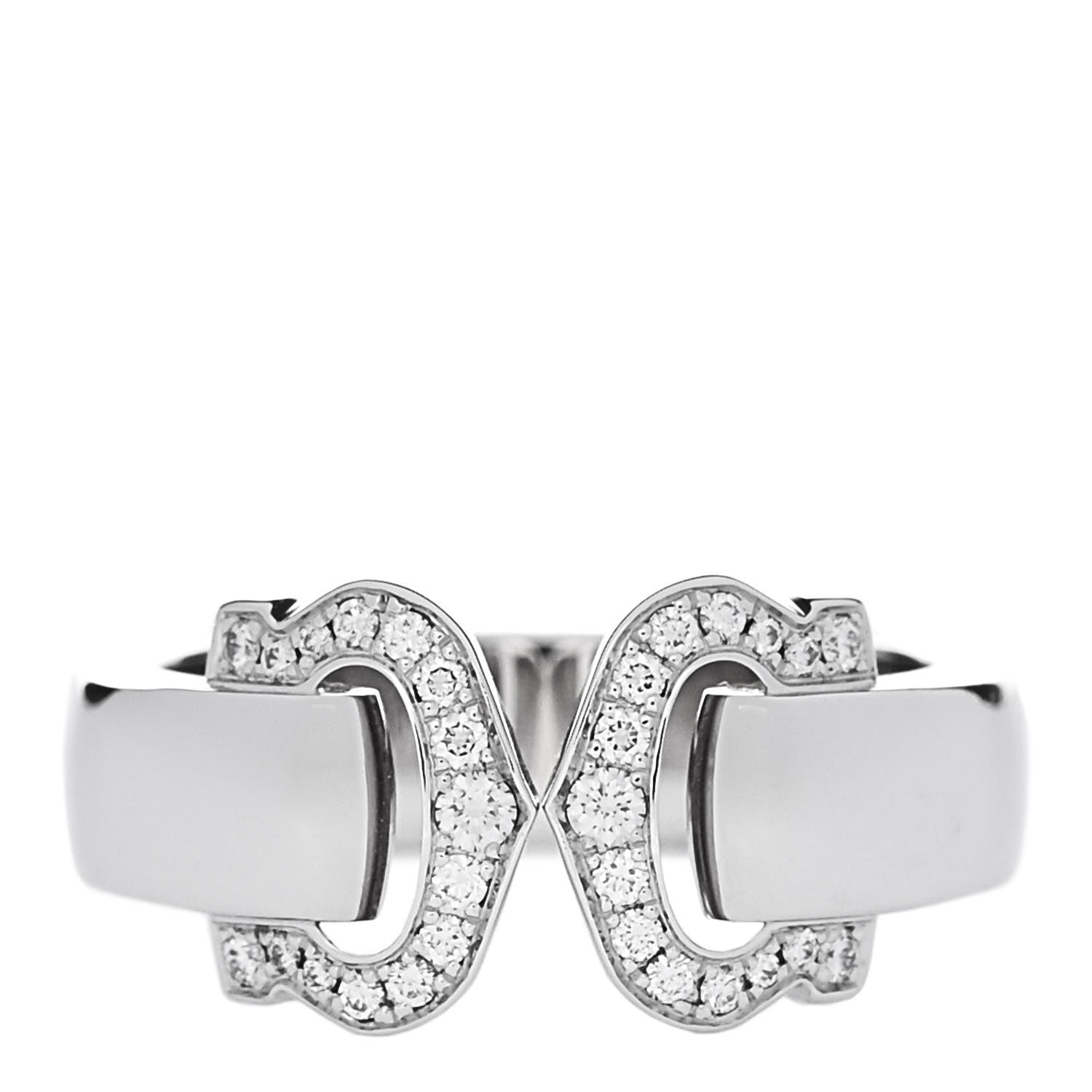 Cartier 18K White Gold Diamond C De Cartier Ring 53 6.5 1 of 4