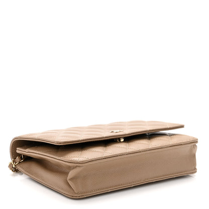 Chanel Caviar Quilted Wallet On Chain WOC Dark Beige 4 of 11