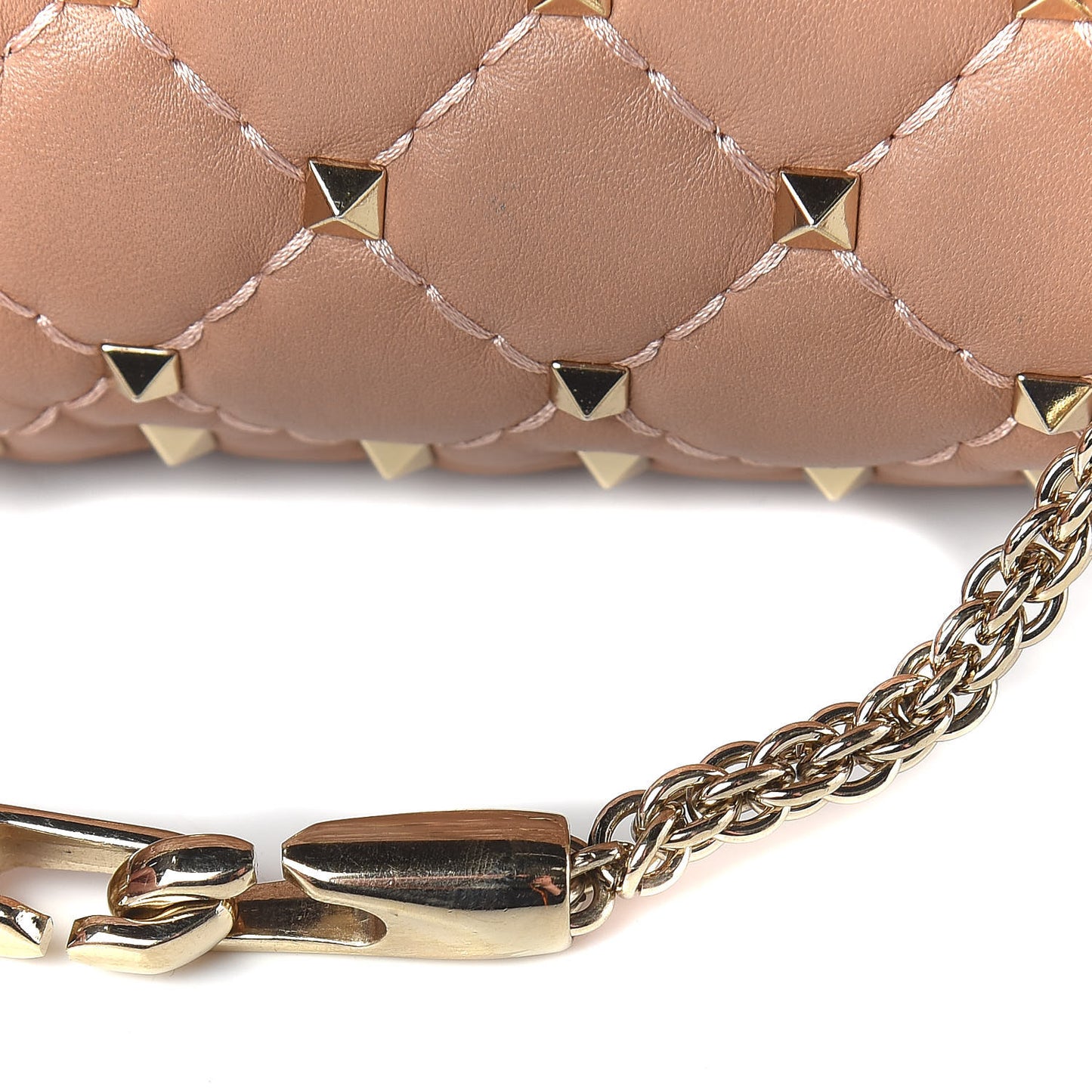 Nappa Large Rockstud Spike Shoulder Bag Soft Noisette