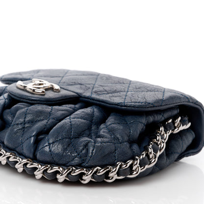 Chanel Washed Lambskin Quilted Mini Chain Around Flap Navy Blue 11 of 16