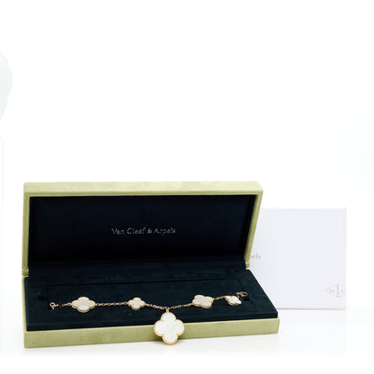 Van Cleef & Arpels 18K Yellow Gold Mother of Pearl 5 Motifs Magic Alhambra Bracelet 4 of 4