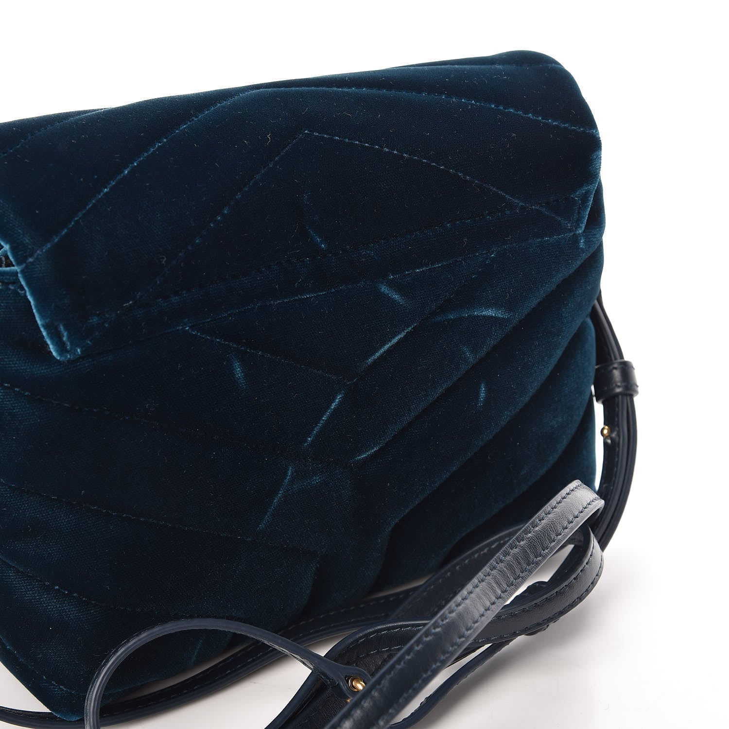 Saint Laurent Velvet Y Quilted Monogram Toy Loulou Chain Satchel Dark Ottanio 9 of 15