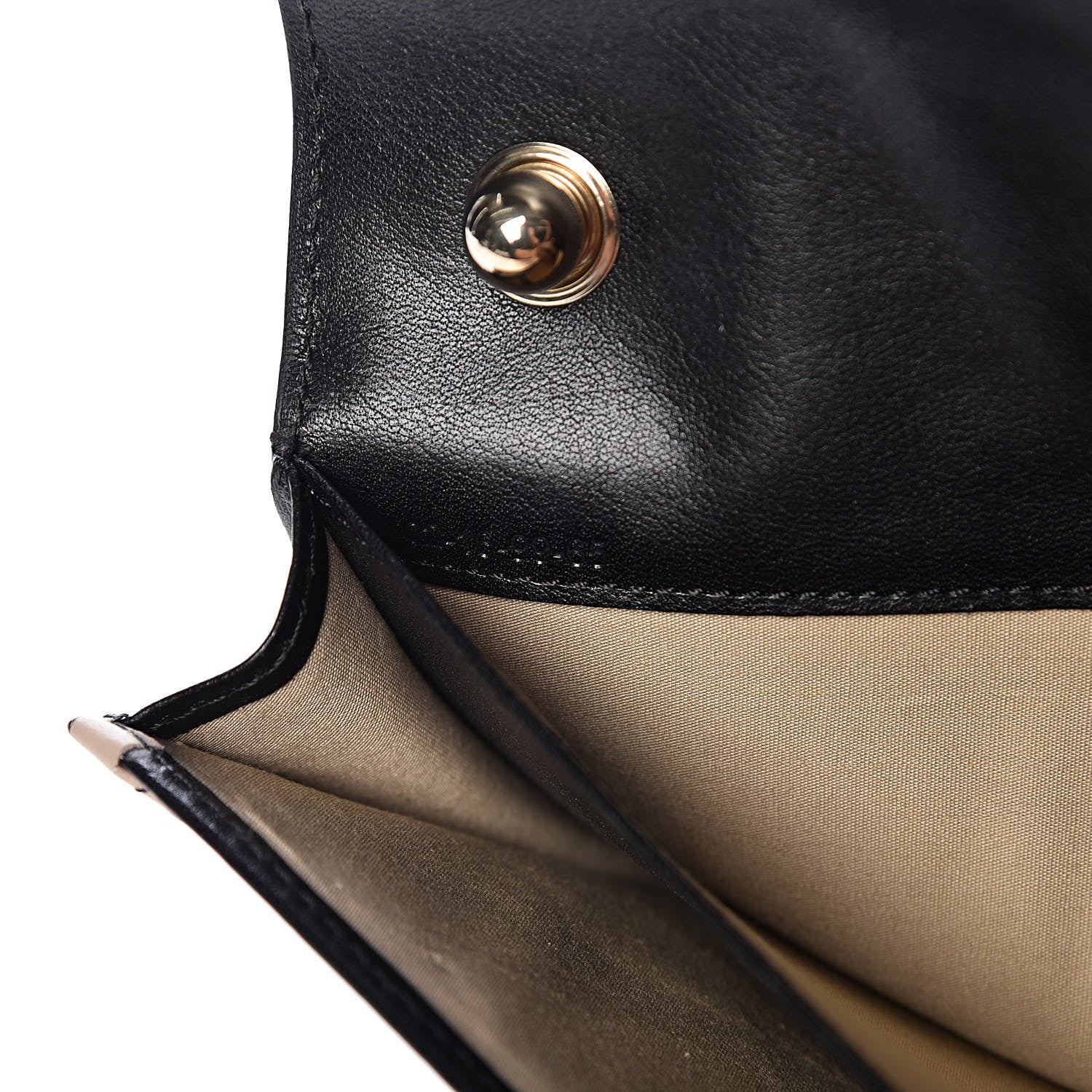 Chloe Calfskin Patchwork Chain Wallet Black Beige 7 of 13