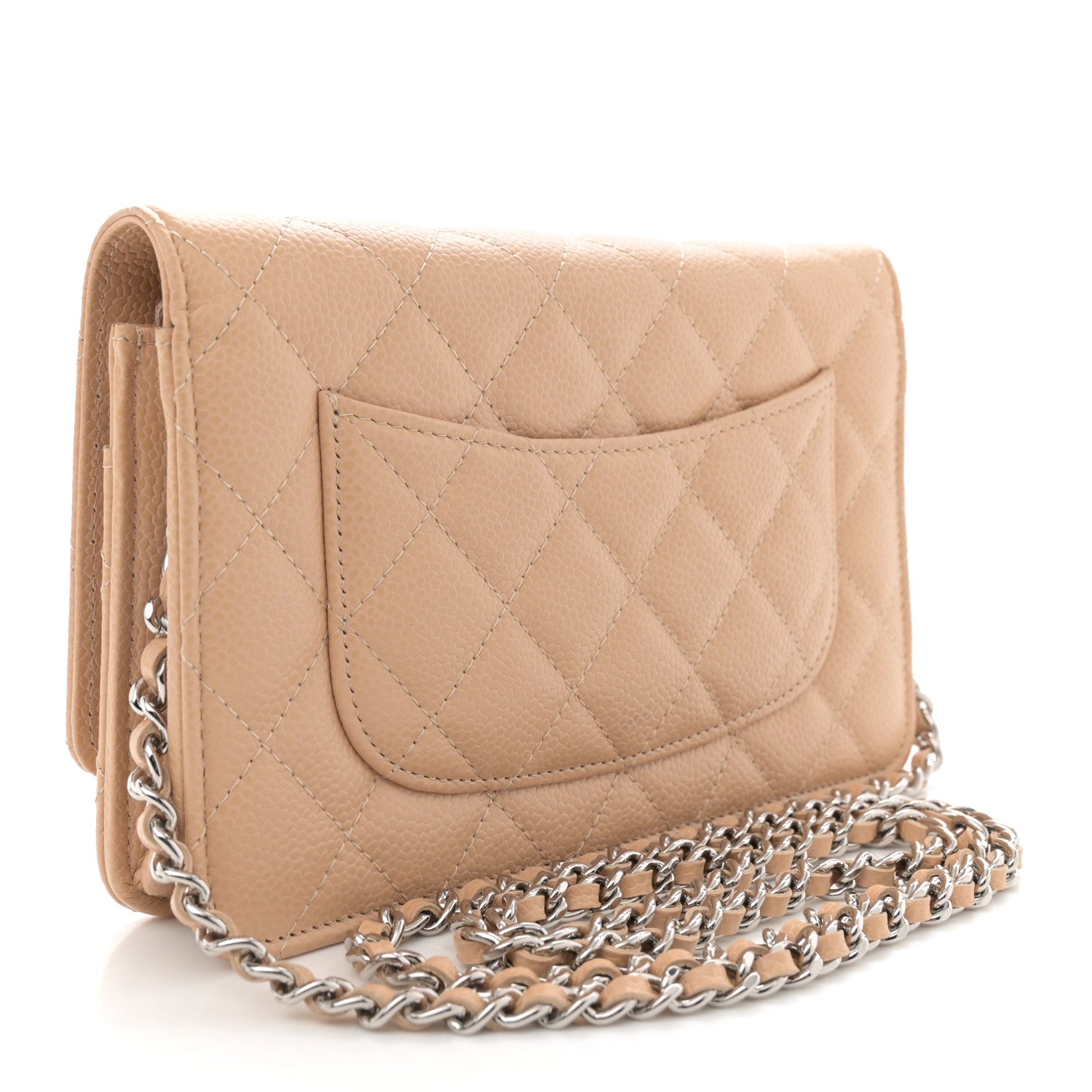 Chanel Caviar Quilted Wallet on Chain WOC Beige 3 of 10