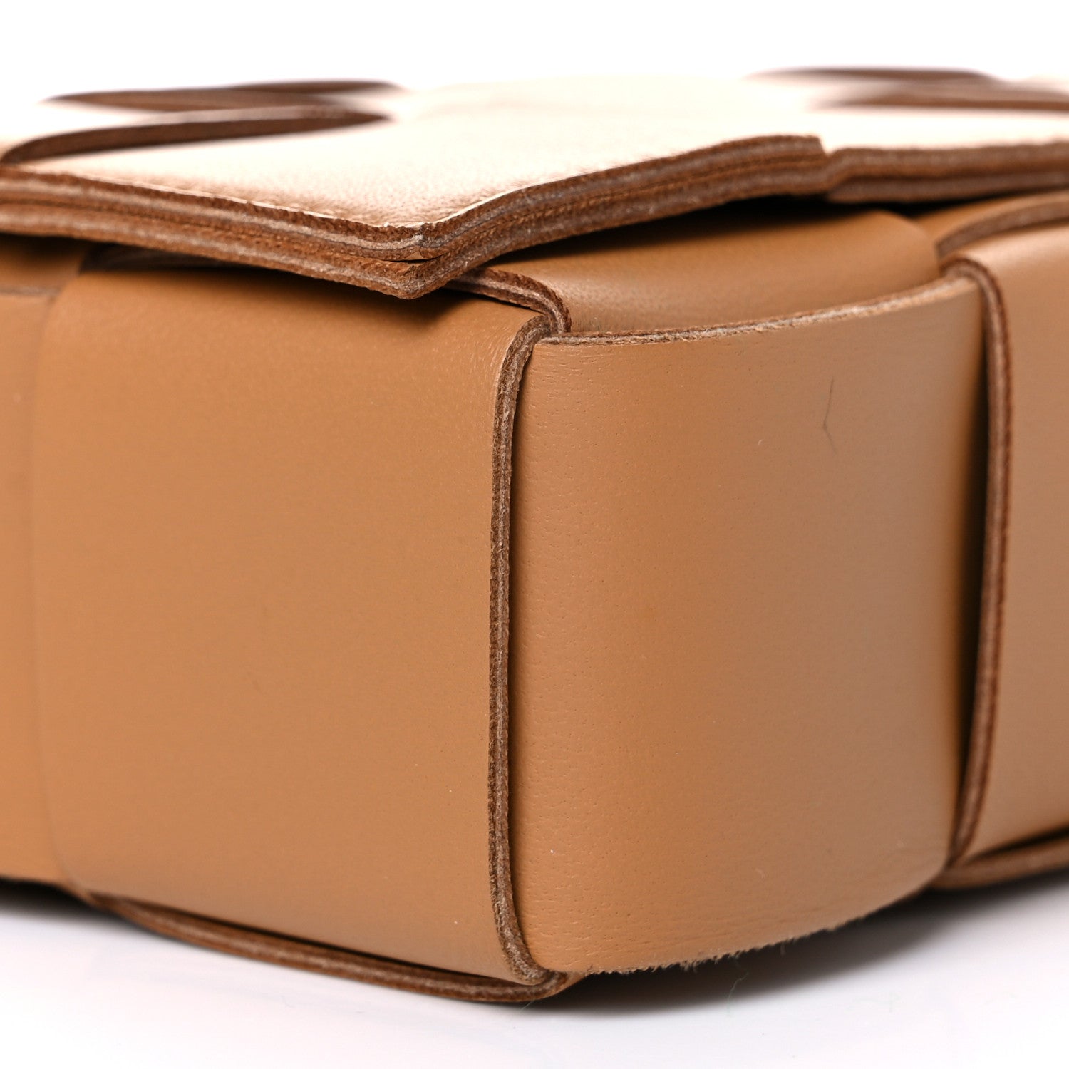 Bottega Veneta Lambskin Maxi Intrecciato Cassette Crossbody Bag Caramel 8 of 9