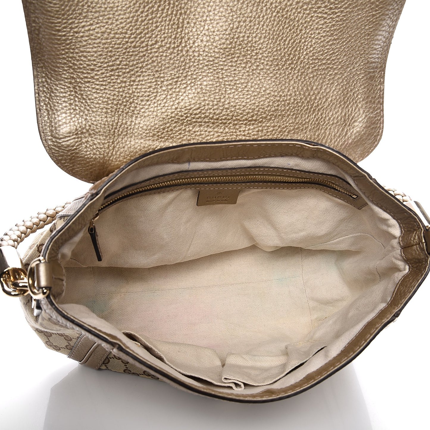 Monogram Calfskin Medium Bella Flap Bag Beige Ebony Champagne