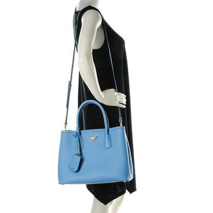 Prada Saffiano Cuir Medium Double Bag Mare Bluette 2 of 7