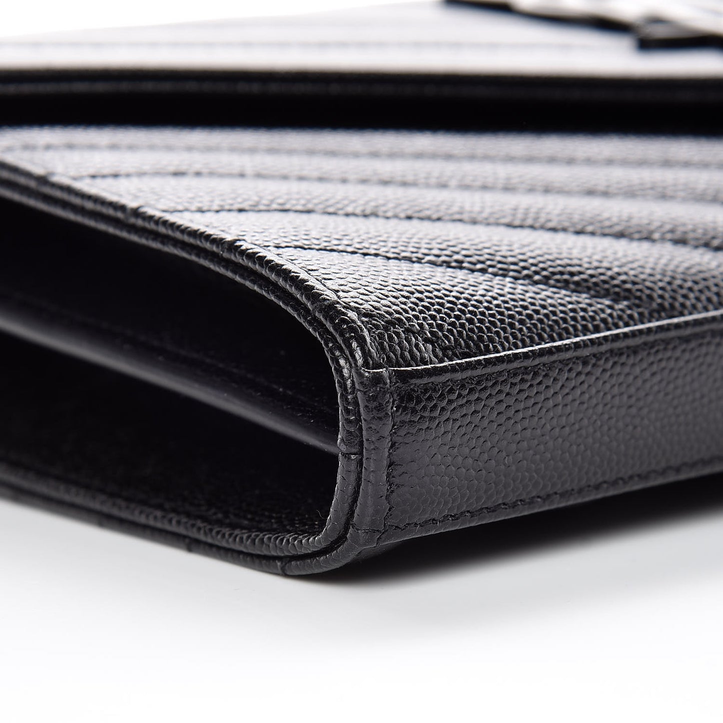 Grain De Poudre Matelasse Chevron Monogram Chain Wallet Black