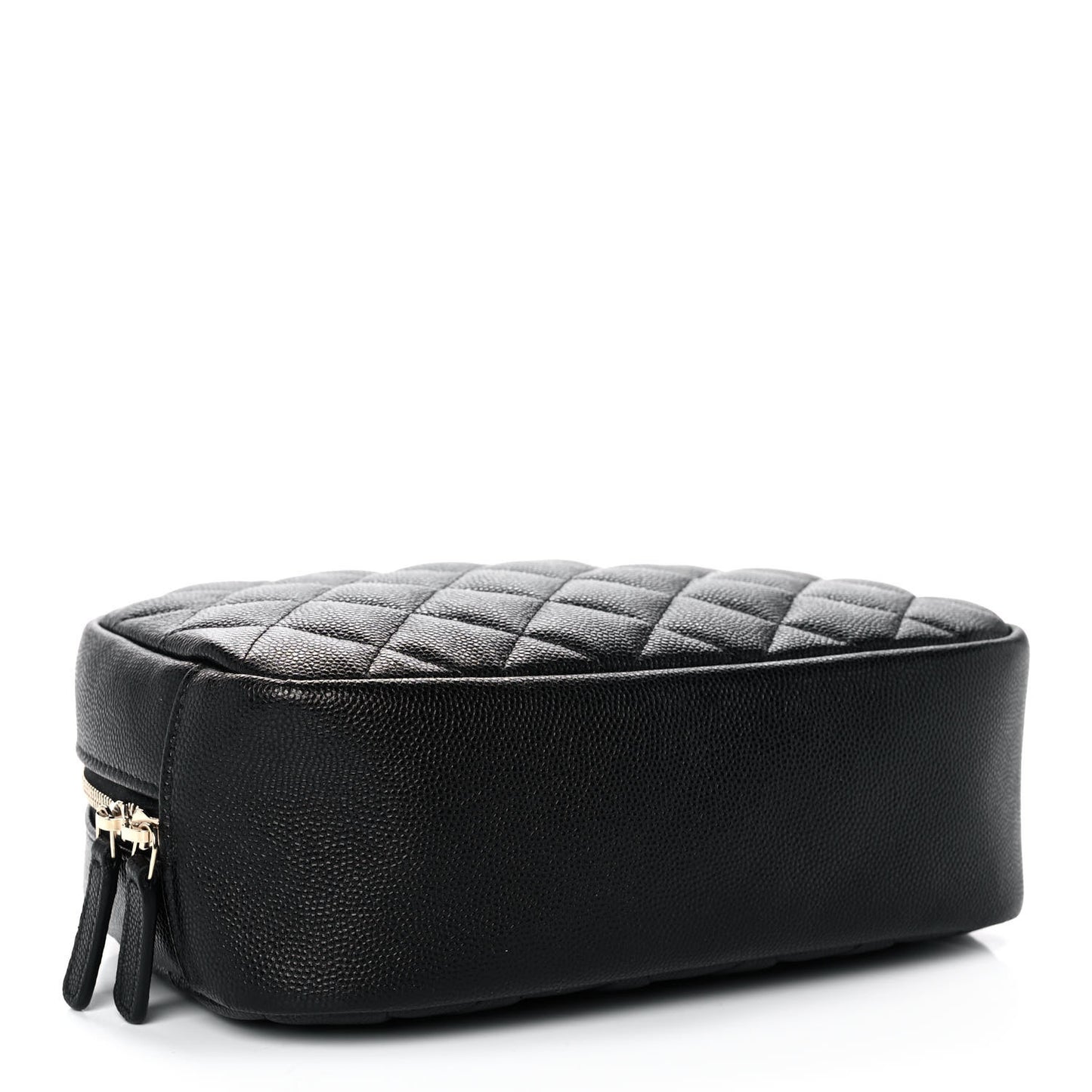 Caviar Quilted Curvy Pouch Cosmetic Case Black