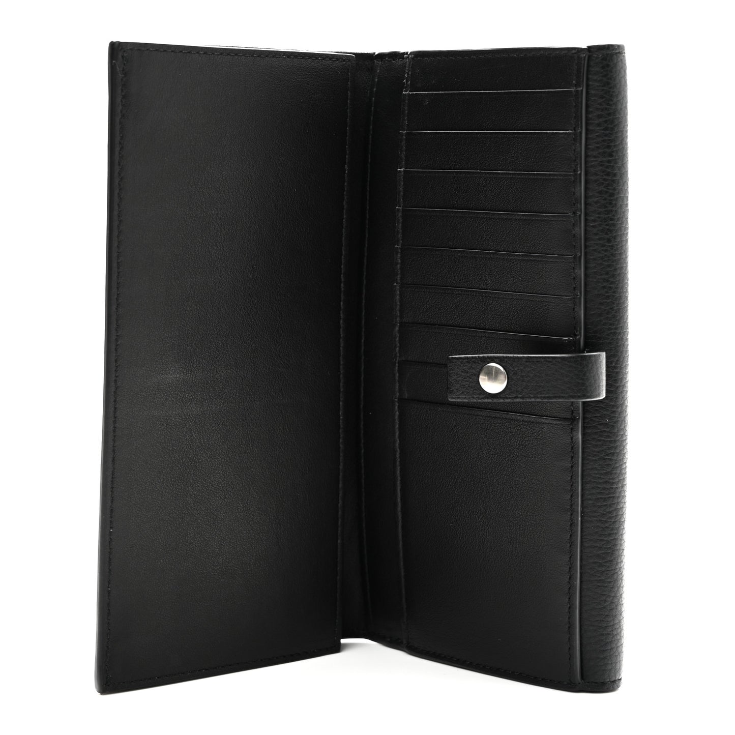 Grained Calfskin Flap Wallet Black