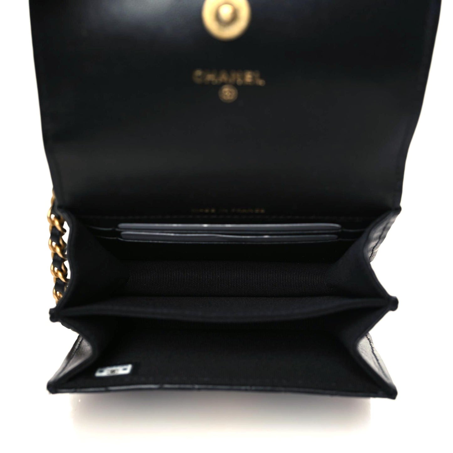 Lambskin Quilted Chain Top Handle Clutch With Chain Black