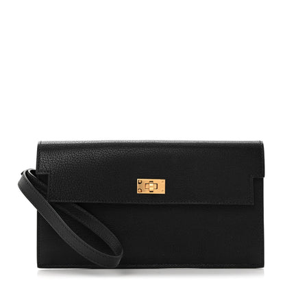Hermes Chevre Chamkila Kelly Pocket Long Wallet Black 1 of 8