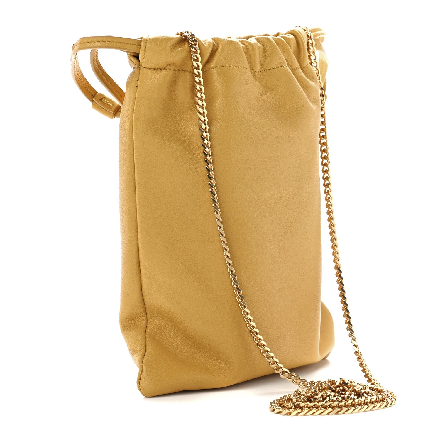 Saint Laurent Lambskin Paris Drawstring Pouch Saffran 3 of 11