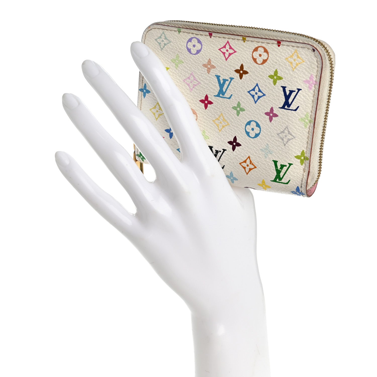 Louis Vuitton Monogram Multicolor Zippy Coin Purse Wallet White Litchi 2 of 12