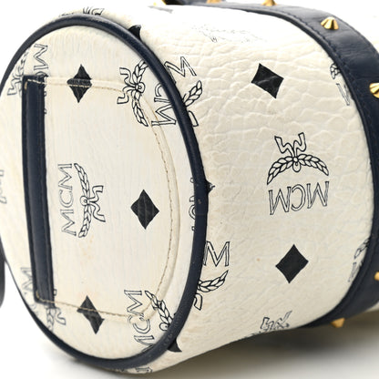 MCM Visetos Essential Barrel Bag White Blue 10 of 15