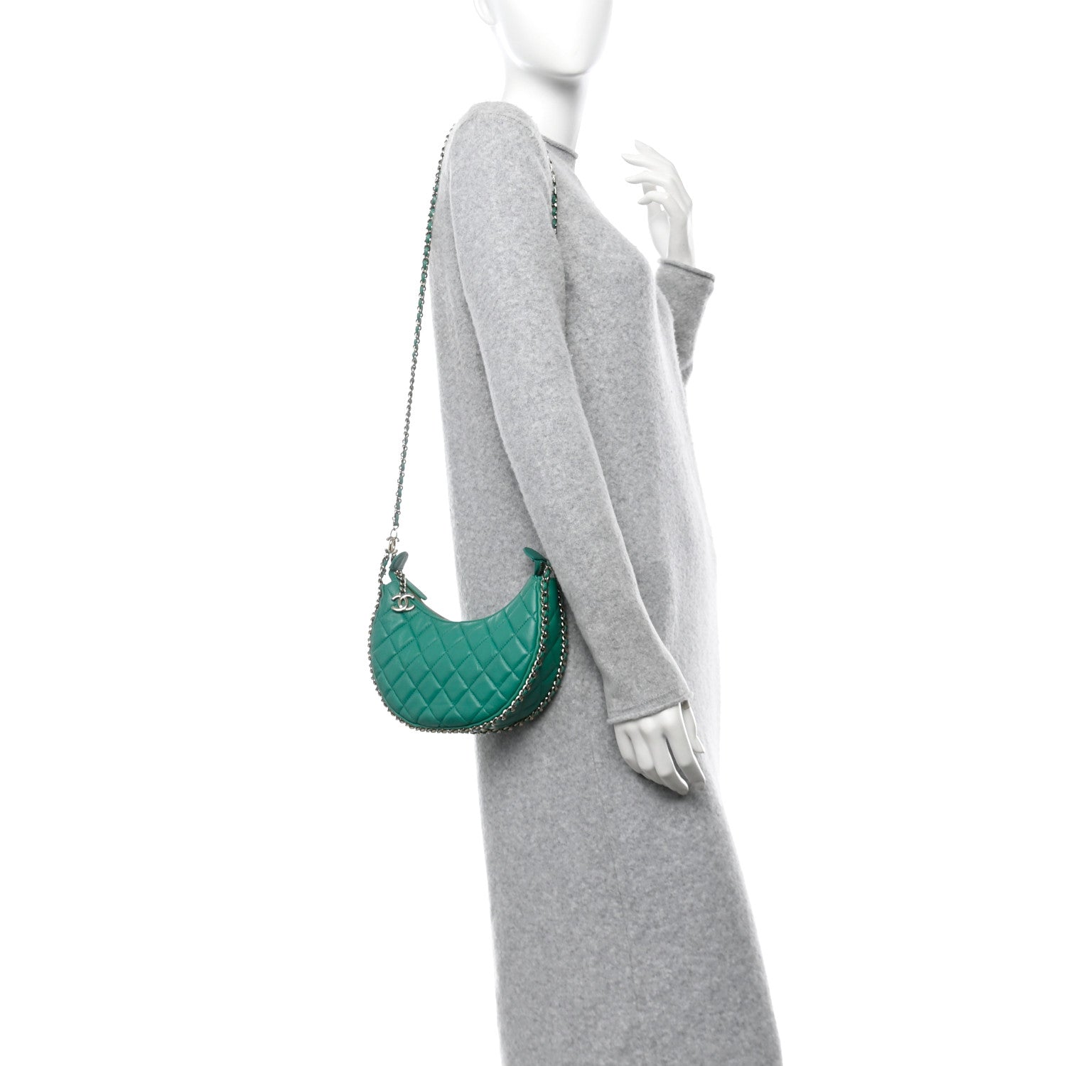 Chanel Lambskin Quilted Small Hobo Bag Green 2 of 10