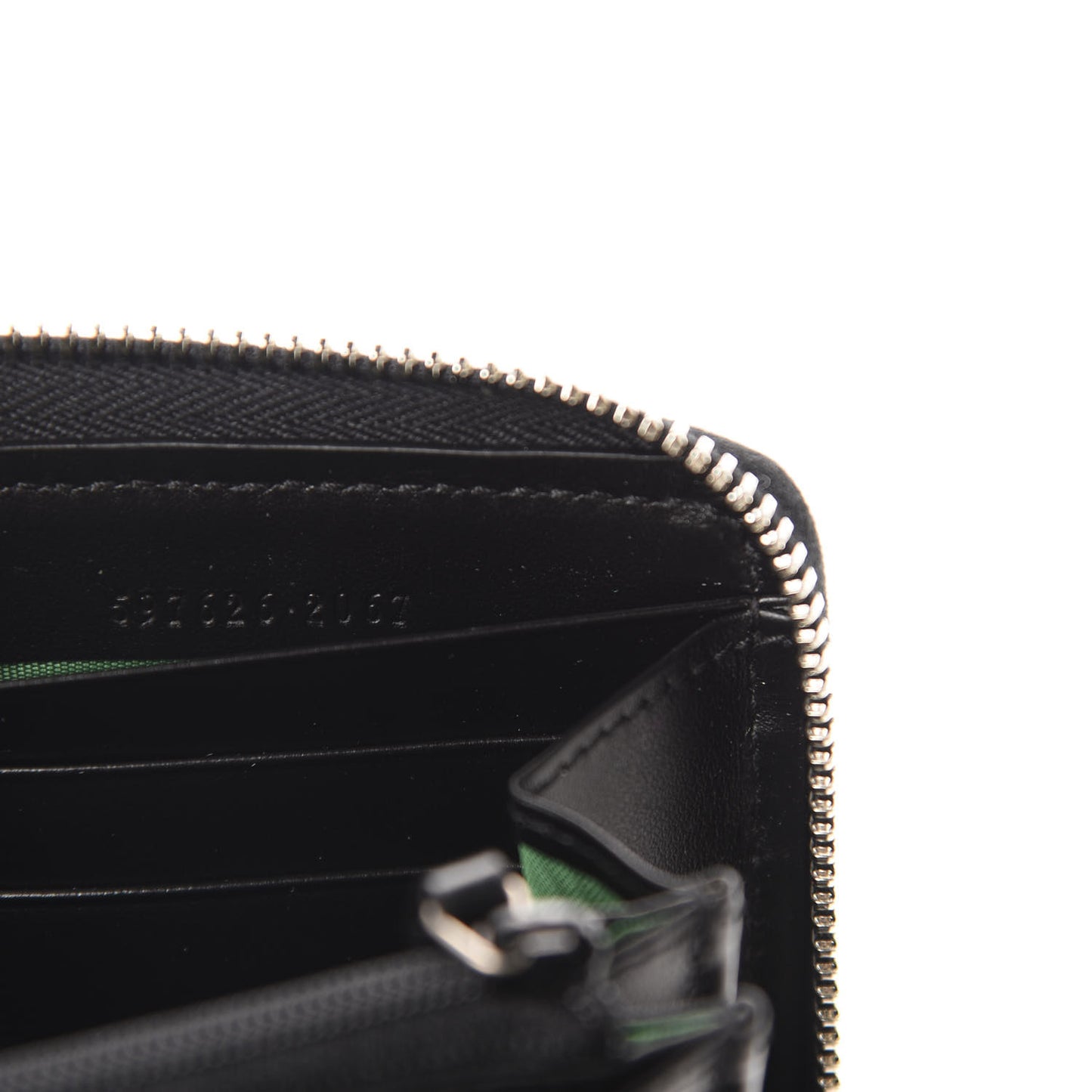 Calfskin G Rhombus Quilted Zip Around Wallet Black
