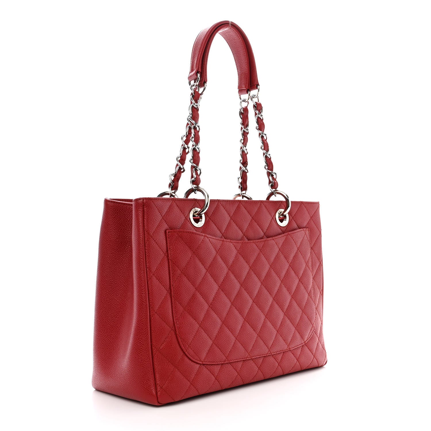 Chanel Caviar Quilted Grand Shopping Tote GST Red 3 of 10