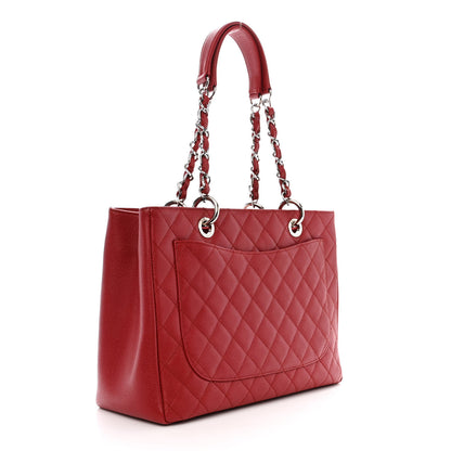 Chanel Caviar Quilted Grand Shopping Tote GST Red 3 of 10