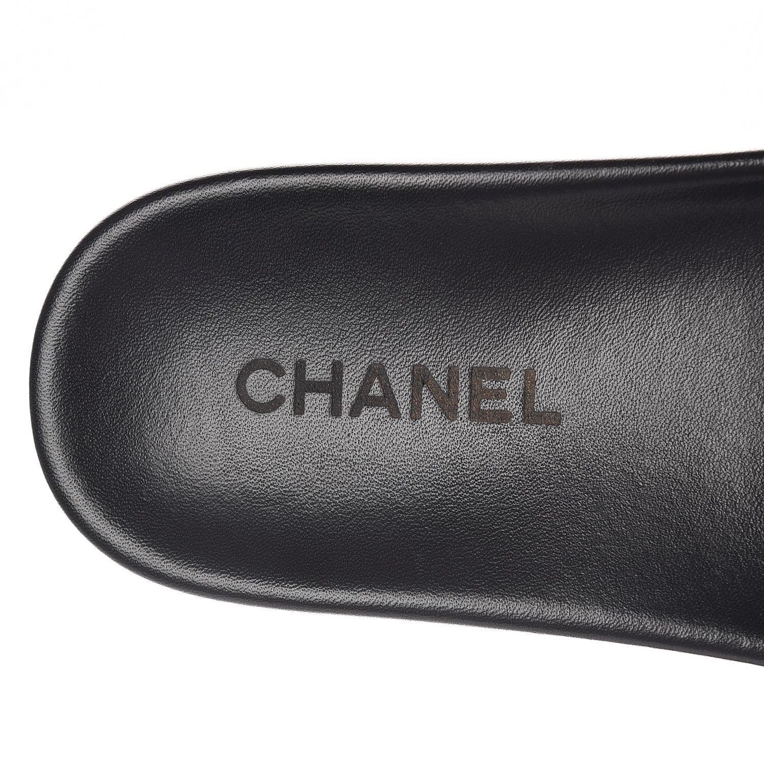 Chanel Calfskin Chain Camellia Flat Sandals 40 Black 7 of 8