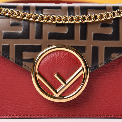 Fendi Vitello Cruise F is Fendi Bi-Color FF 1974 Embossed Envelope Belt Bag Maya Black Fragola 10 of 11