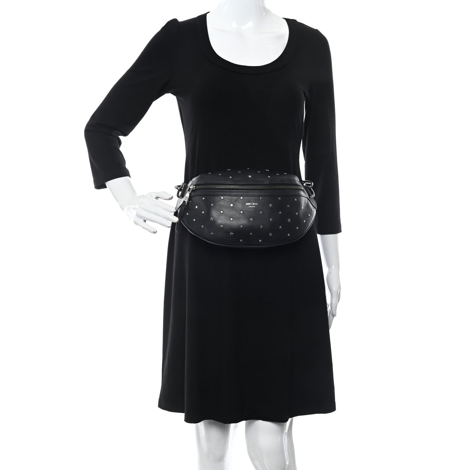Jimmy Choo Calfskin Star Studded Belt Bag Black 2 of 10