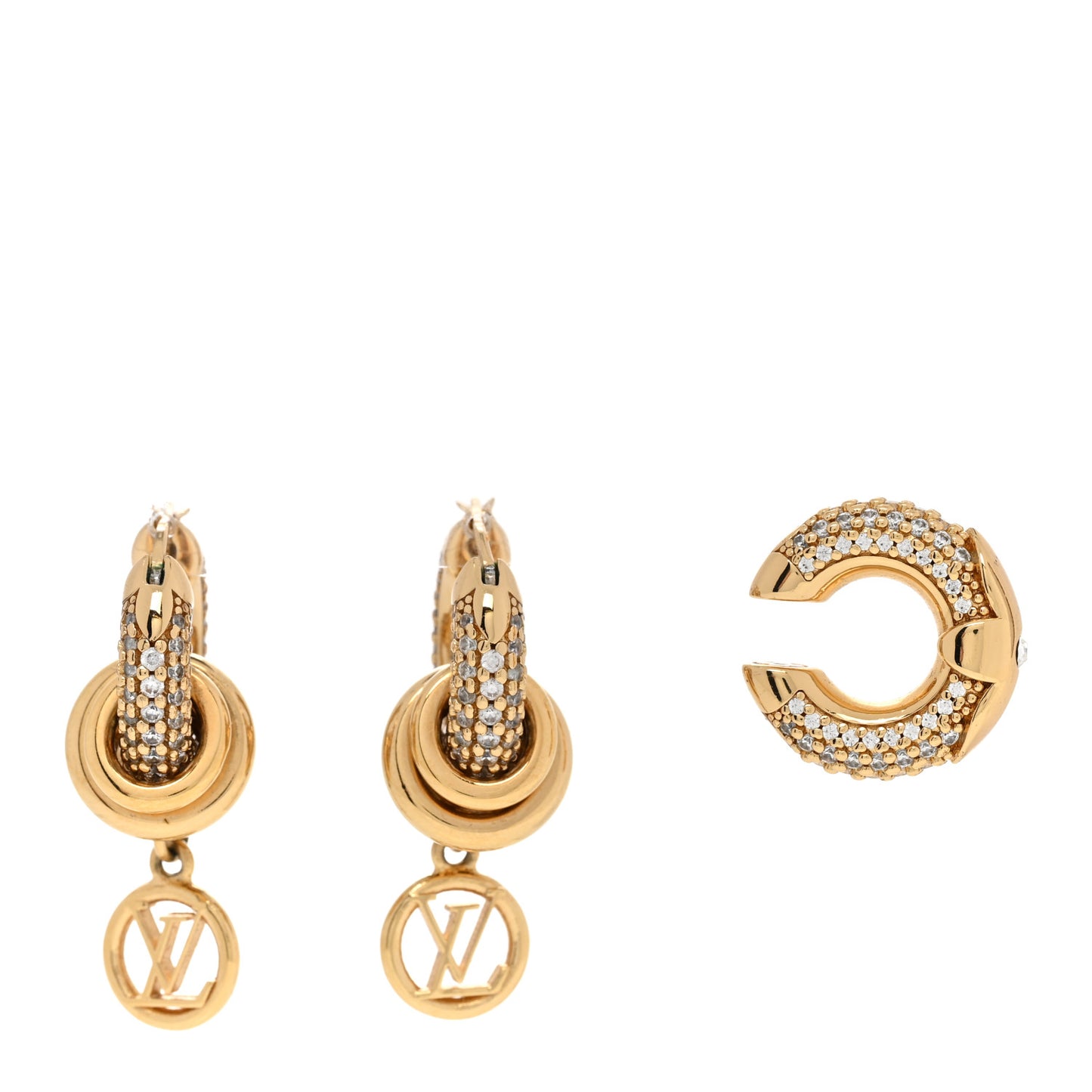 Metal Crystal Nano Louise Hoop Earrings Gold