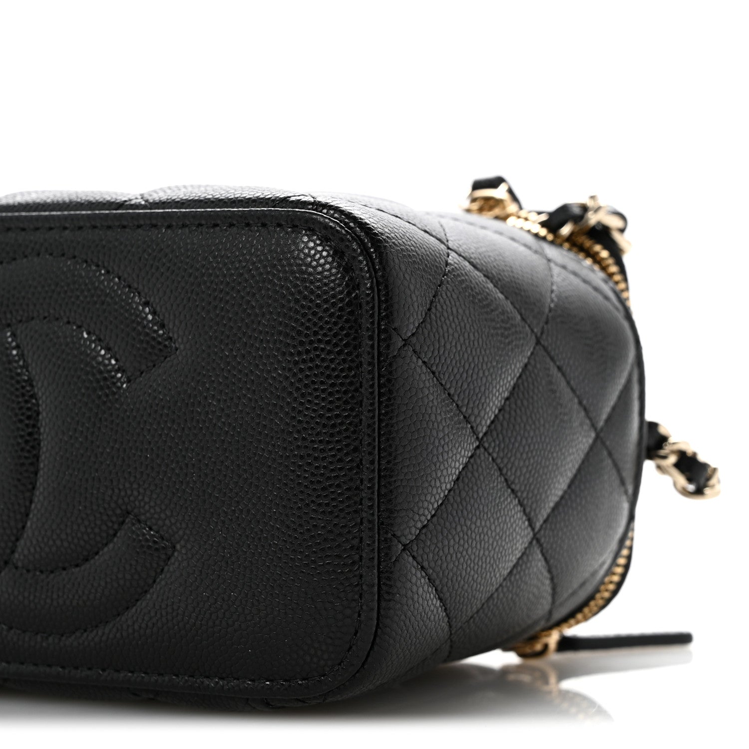 Chanel Caviar Quilted Crystal CC Logo Vanity Case With Chain Black 10 of 10