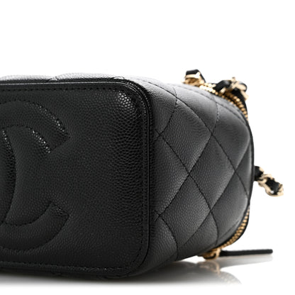 Chanel Caviar Quilted Crystal CC Logo Vanity Case With Chain Black 10 of 10