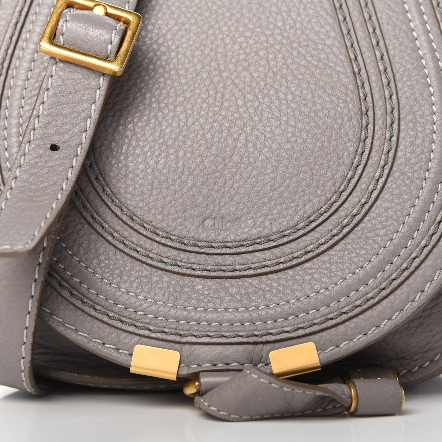 Calfskin Mini Marcie Round Crossbody Bag Cashmere Grey