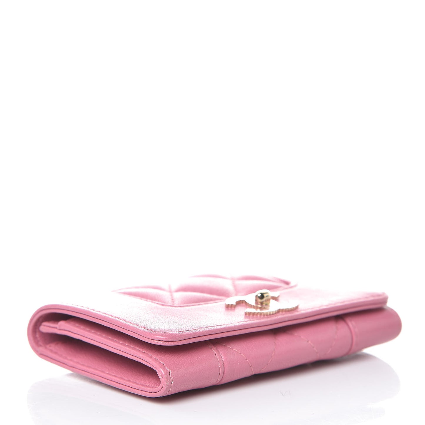 Lambskin Quilted CC Flap Coin Purse Wallet Pink