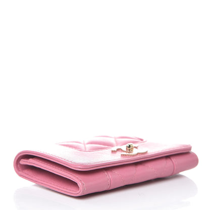 Chanel Lambskin Quilted CC Flap Coin Purse Wallet Pink 4 of 10