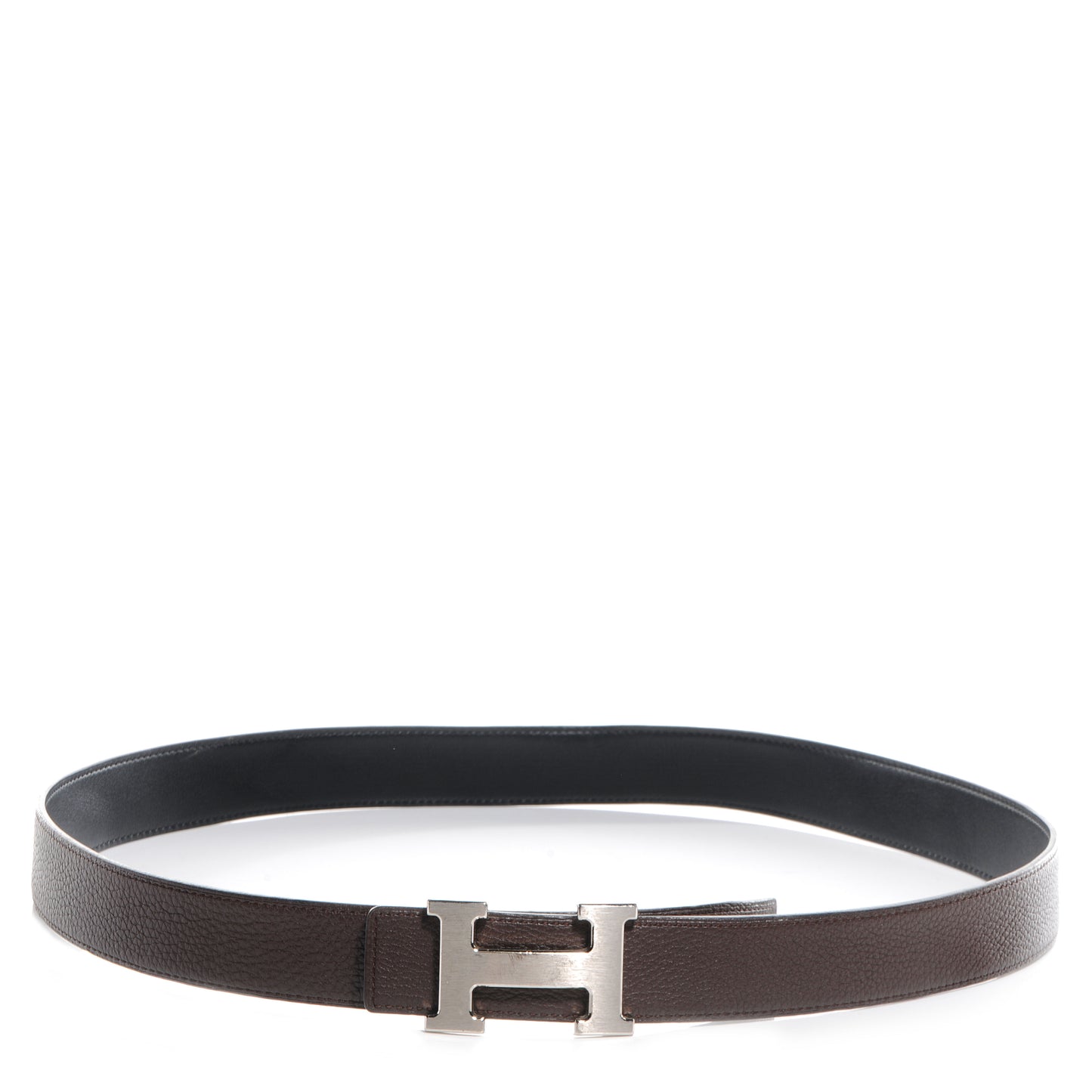 Taurillon Clemence Box Reversible Constance 32mm Brushed Silver H Belt 95 Ebene Noir