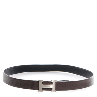 Hermes Taurillon Clemence Box Reversible Constance 32mm Brushed Silver H Belt 95 Ebene Noir 1 of 7