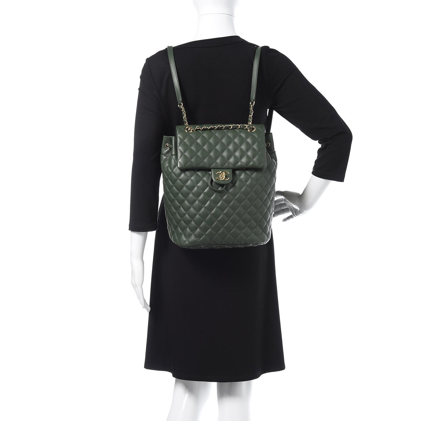 Lambskin Quilted Large Urban Spirit Backpack Dark Green