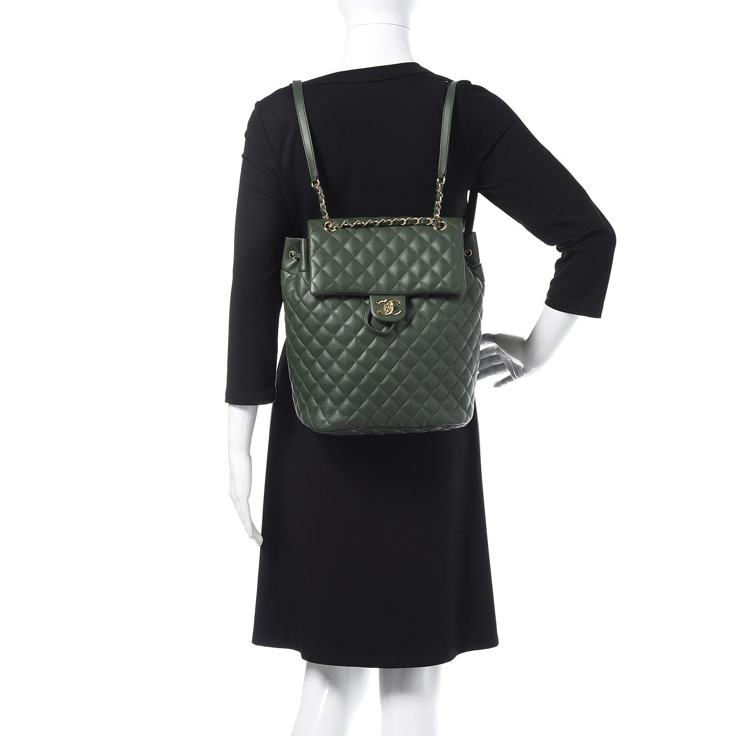 Chanel Lambskin Quilted Large Urban Spirit Backpack Dark Green 2 of 9