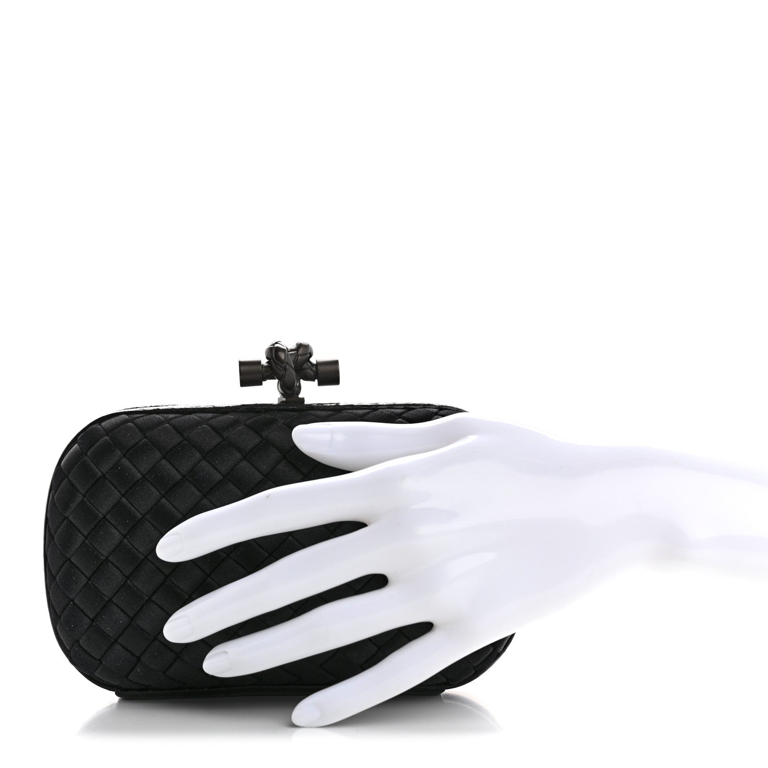 Bottega Veneta Satin Intreccio Impero Ayers Knot Clutch Black 2 of 8