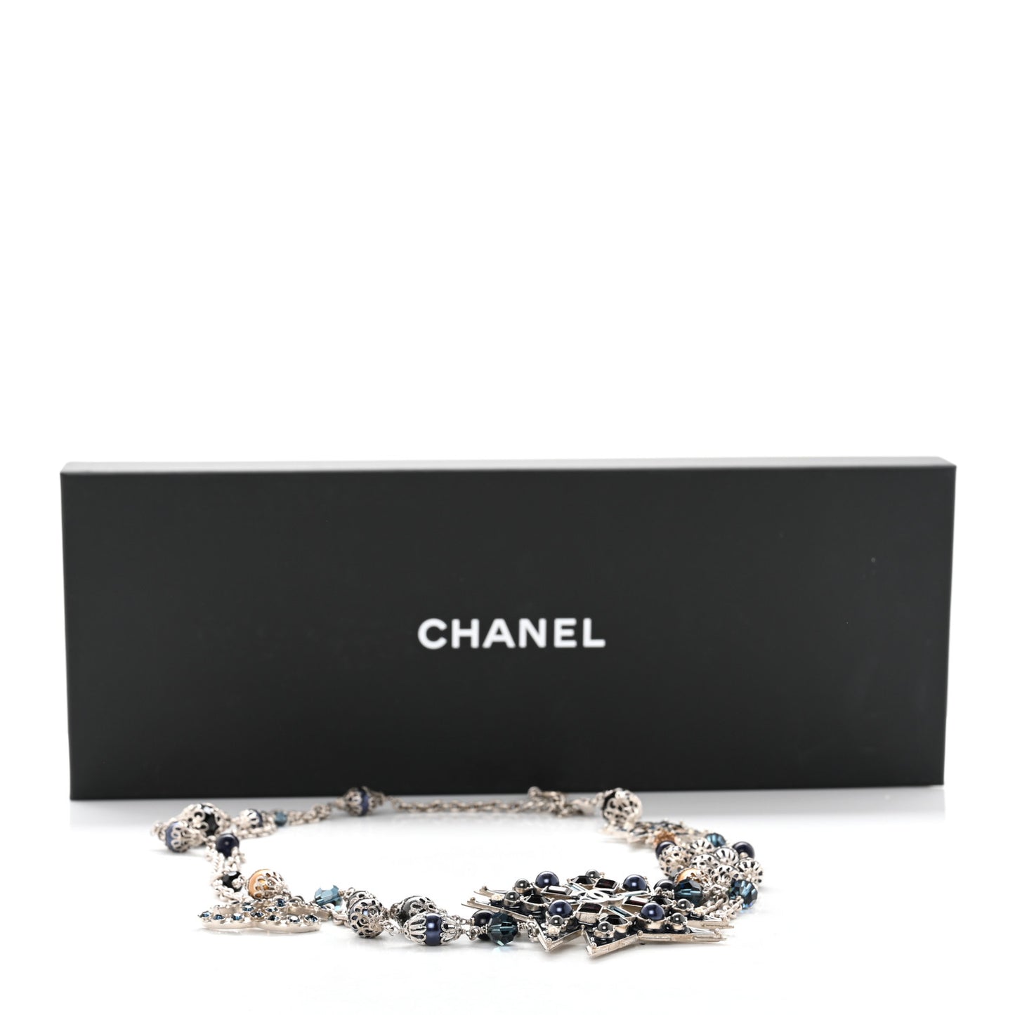 Pearl Crystal Beaded CC Multi Strand Belt Silver Black