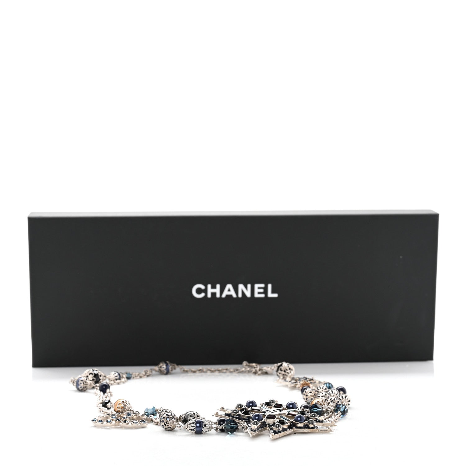 Chanel Pearl Crystal Beaded CC Multi Strand Belt Silver Black 7 of 7