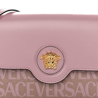 Versace Calfskin Canvas Allover La Medusa Crossbody Bag Pink 7 of 9