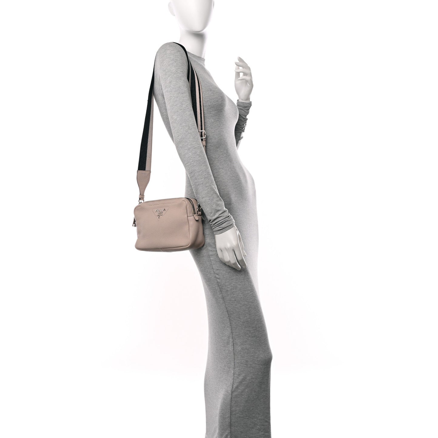 Vitello Daino Soft Medium Double Zip Shoulder Bag Ninfea