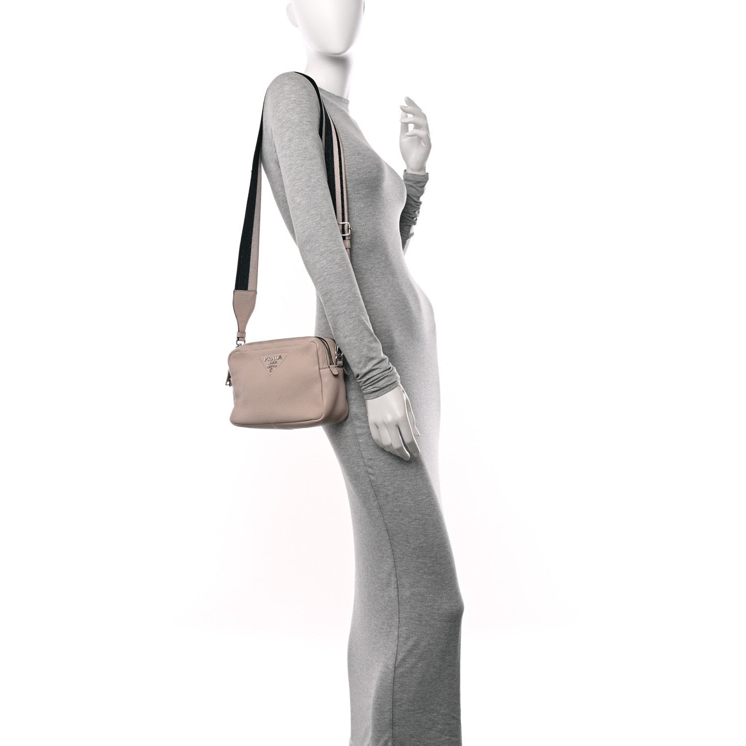 Prada Vitello Daino Soft Medium Double Zip Shoulder Bag Ninfea 2 of 12