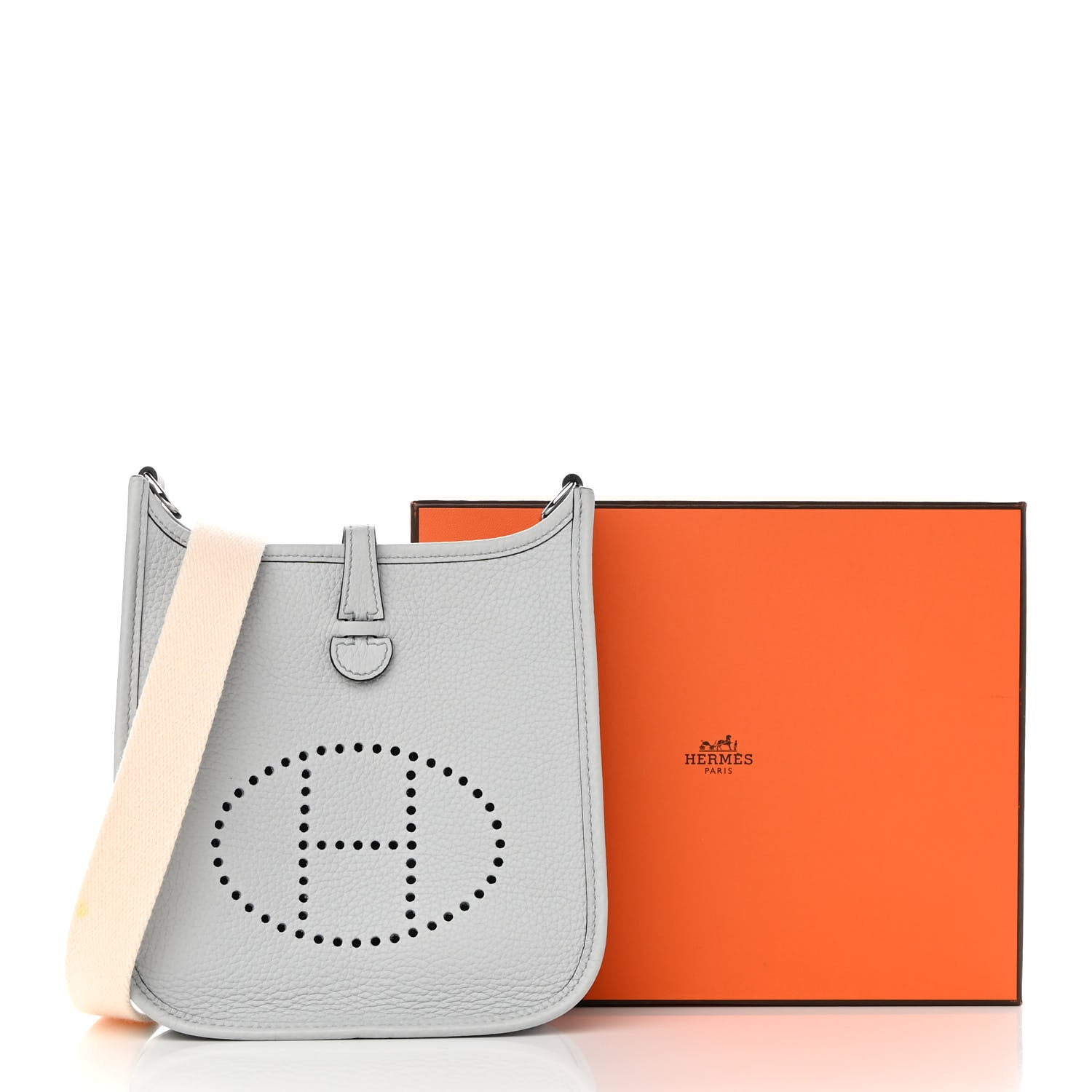 Hermes Taurillon Clemence Amazone Evelyne TPM Bleu Pale Nata 12 of 12