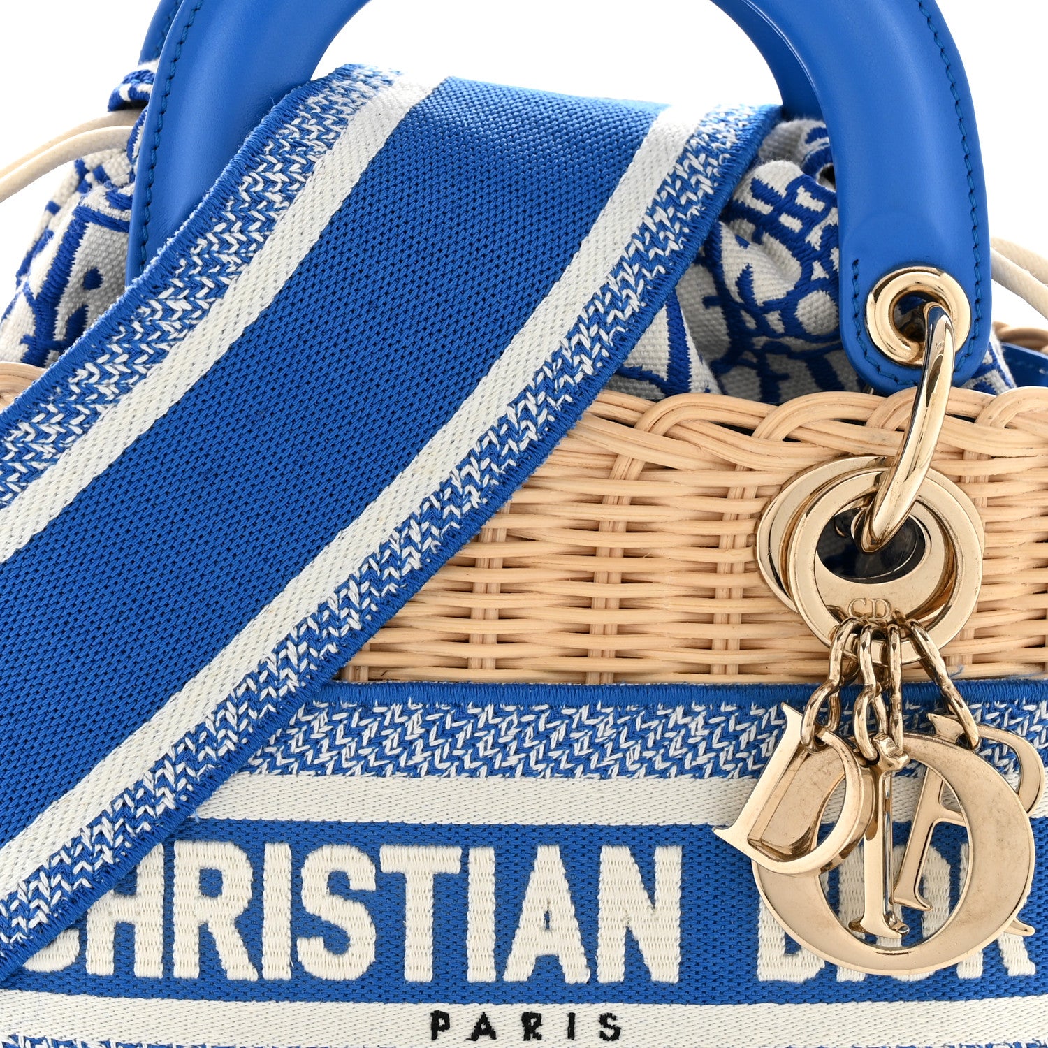 Christian Dior Wicker Oblique Mini Lady Dior Bag Florescent Blue 8 of 13